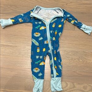 Little Sleepies Blue Patterned Kids Footie